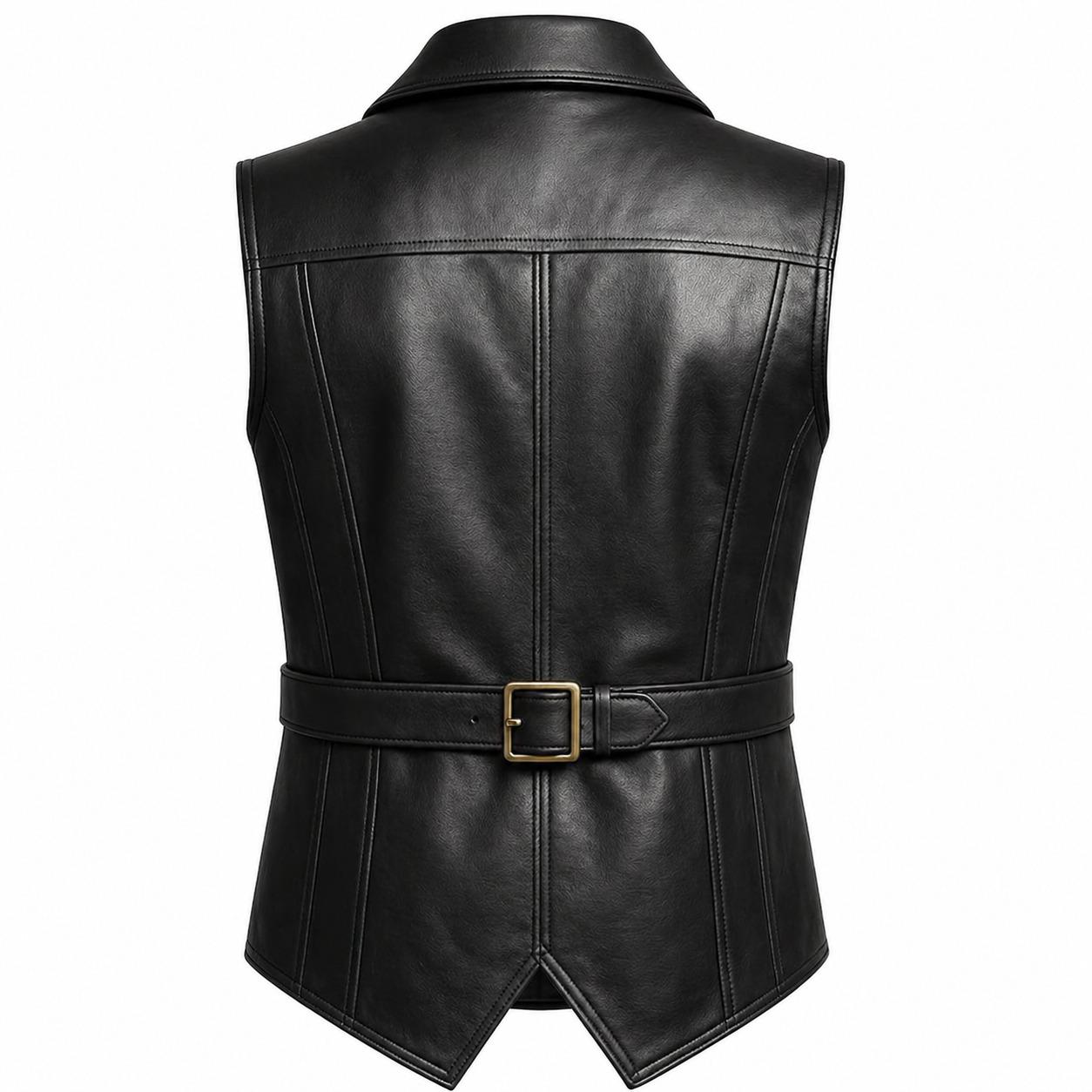 Men's Command Double-Breasted Leather Vest - product view 2