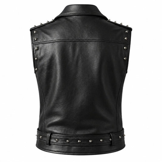 Men's Riot Studded Leather Biker Vest - product view 2
