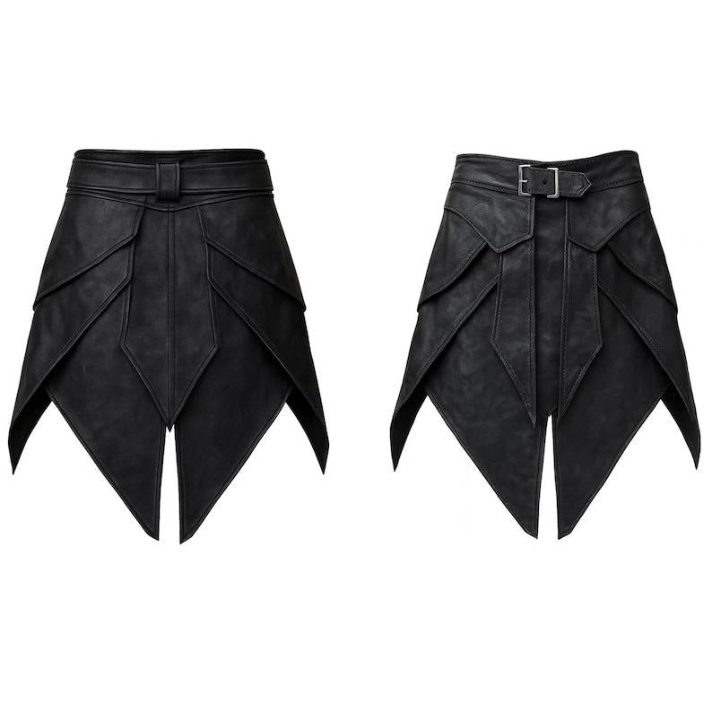 Women's Nocturne Asymmetric Leather Mini Skirt - product view 3
