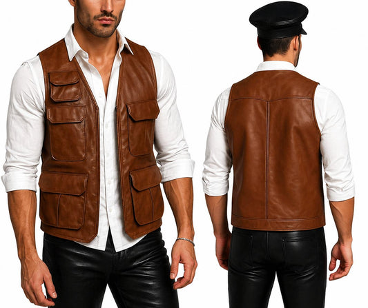 Men's Trailmaster Multi-Pocket Leather Utility Vest - product view 1
