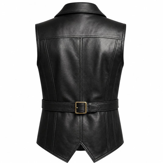 Men's Command Double-Breasted Leather Vest - product view 2