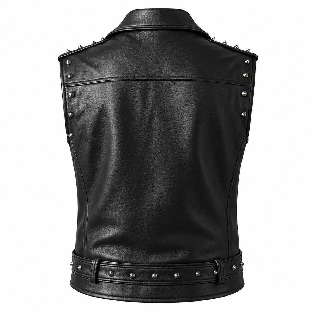 Men's Riot Studded Leather Biker Vest - back view