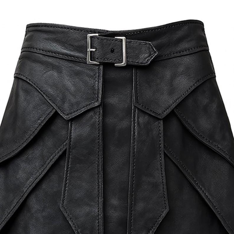 Women's Nocturne Asymmetric Leather Mini Skirt - product view 2