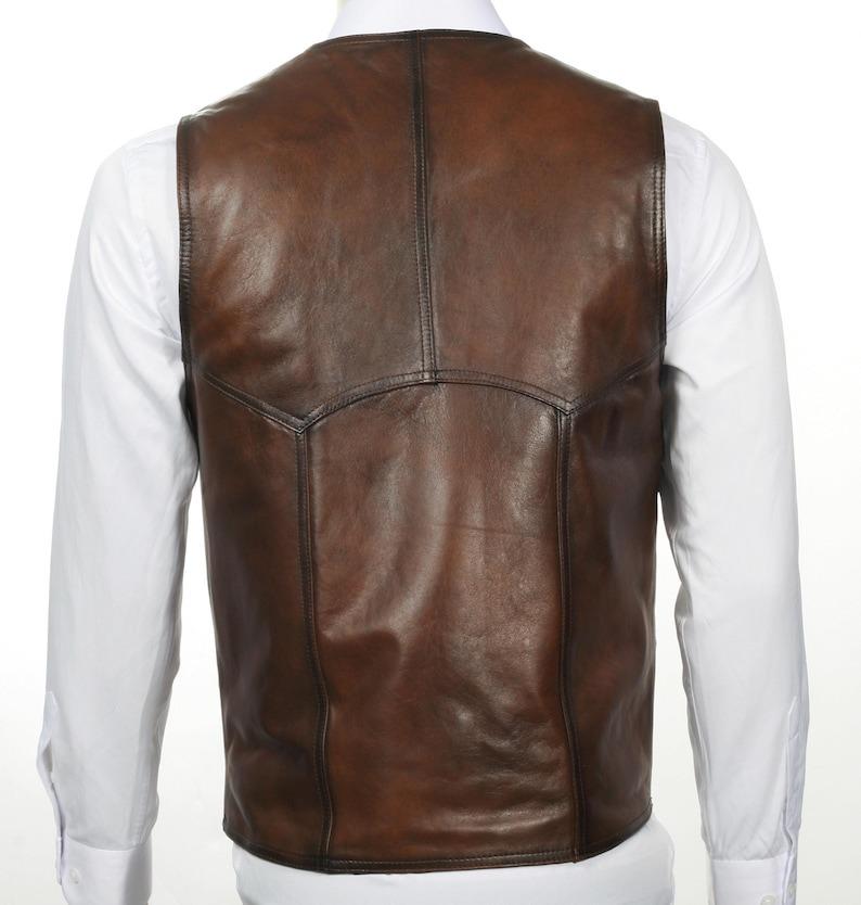 Men's Heritage Four-Button Leather Waistcoat - product view 3