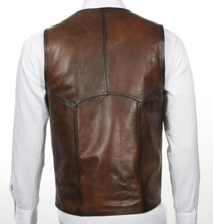 Men's Heritage Four-Button Leather Waistcoat - back view