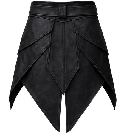 Women's Nocturne Asymmetric Leather Mini Skirt - front view