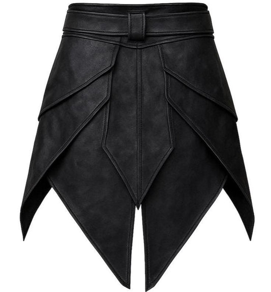 Women's Nocturne Asymmetric Leather Mini Skirt - product view 1