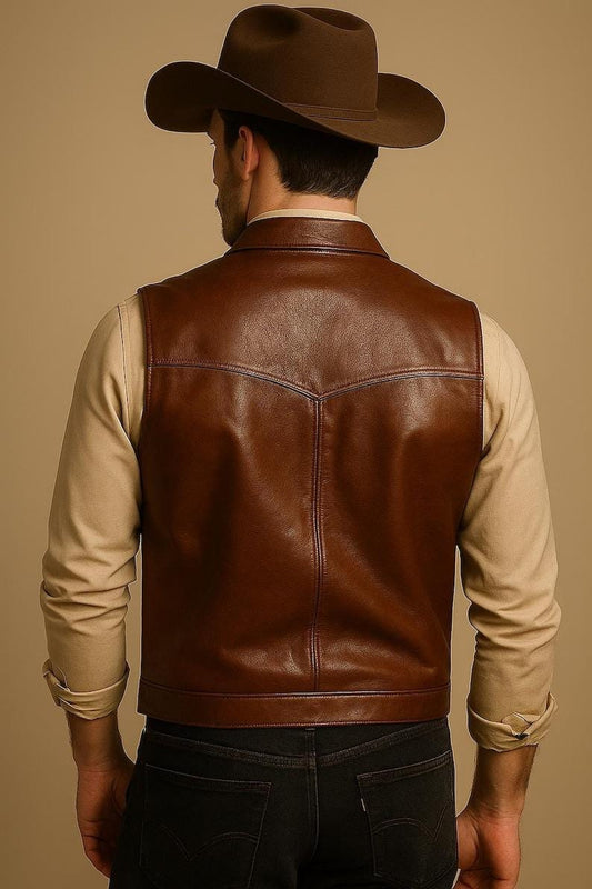 Men's Frontier Leather Trucker Vest - product view 2