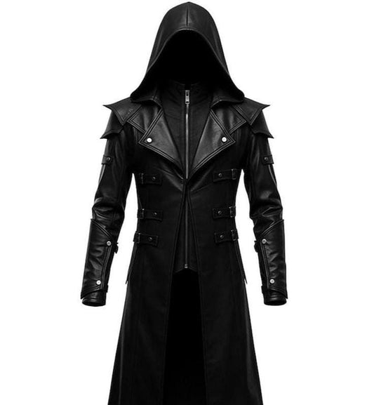 Men's Nocturne Hooded Strap Leather Coat - product view 1