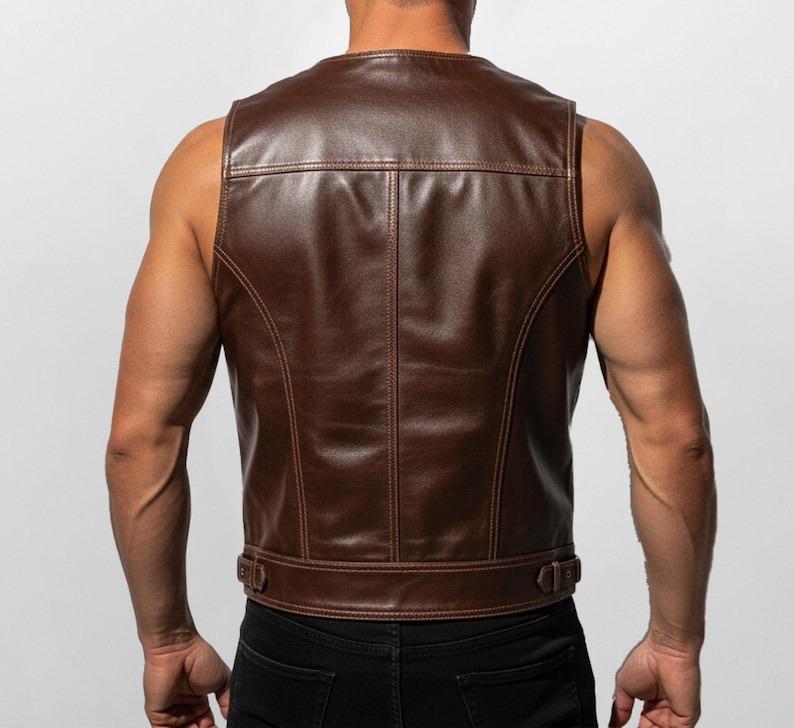 Men's Outrider Buckle-Strap Leather Riding Vest - product view 2