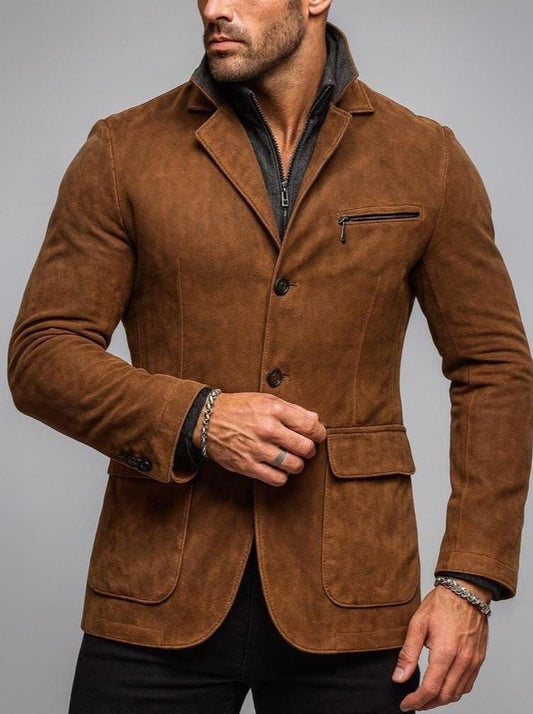 Men's Alder Brown Suede Leather Blazer - product view 1